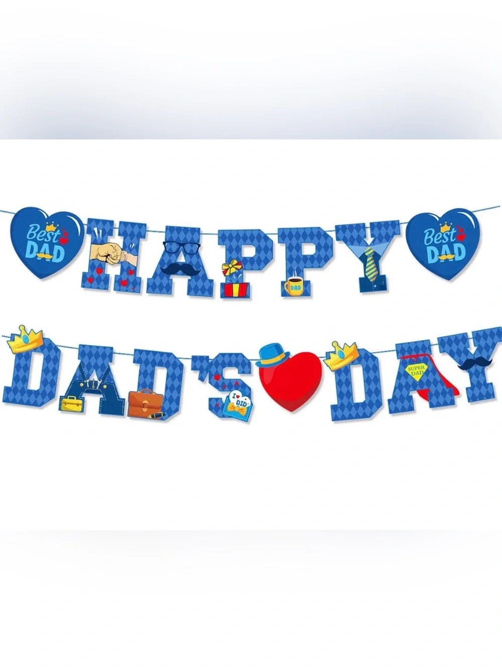 Father's Day Blue Hanging Swirl Decorations - Party Banner Set NEW